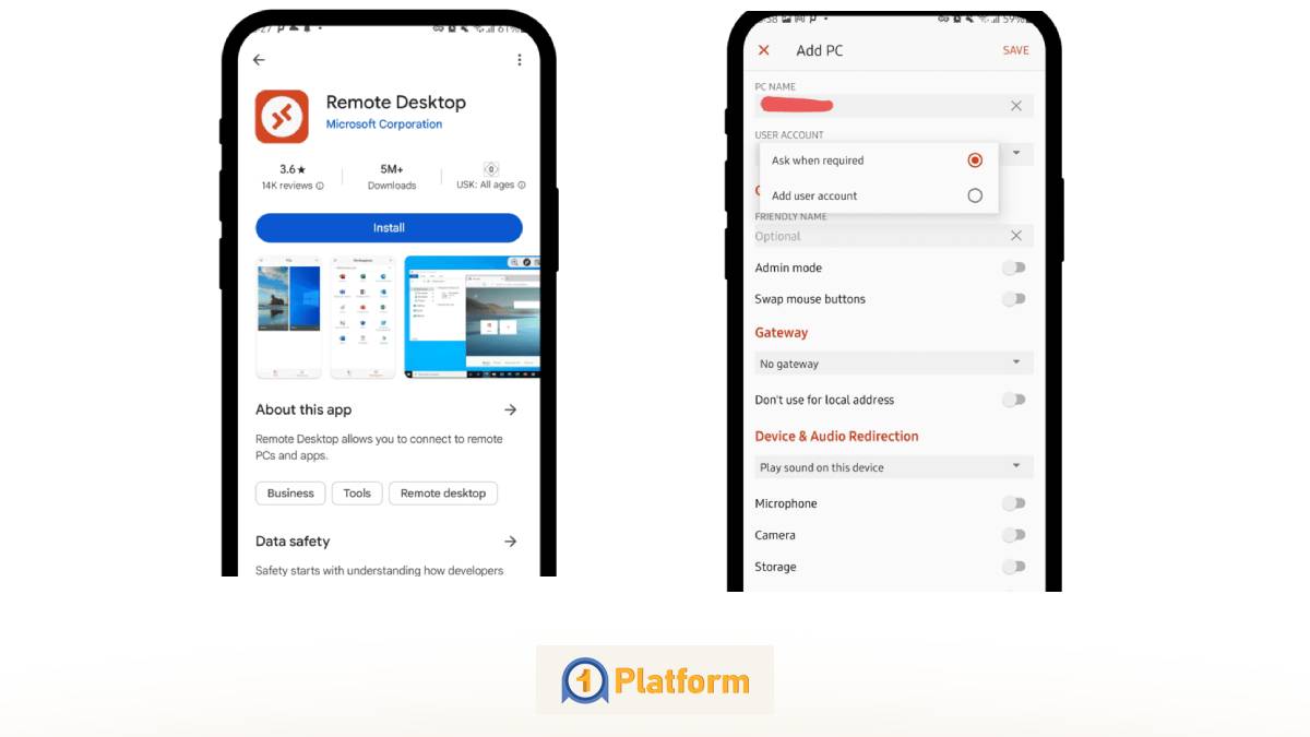 وصل شدن به VPS ویندوز از طریق اندروید به کمک اپلیکیشن RDP - وان پلتفرم