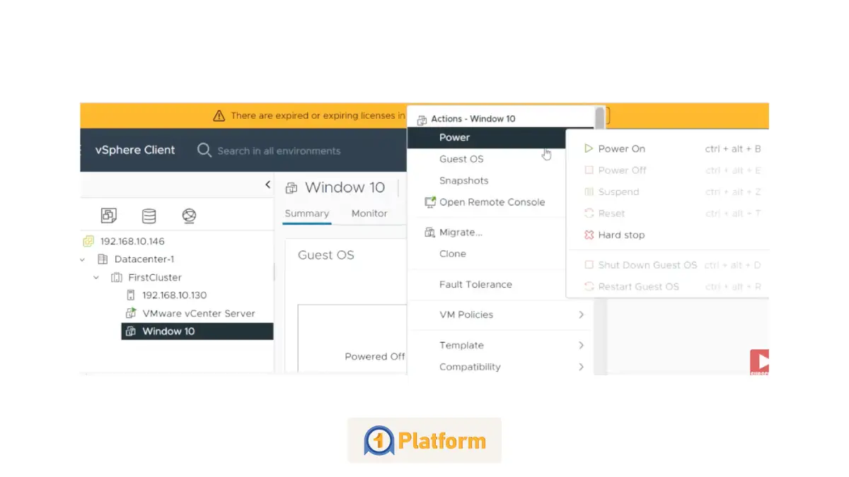 روشن کردن ماشین مجازی 