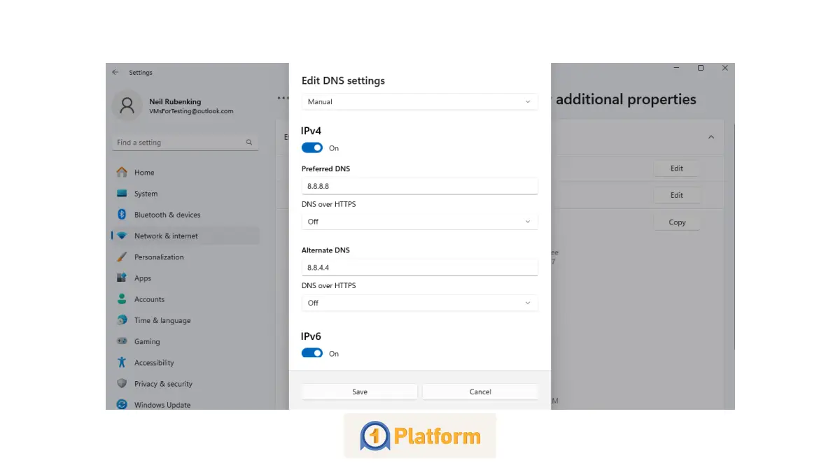 تغییر dns در ویندوز 11 