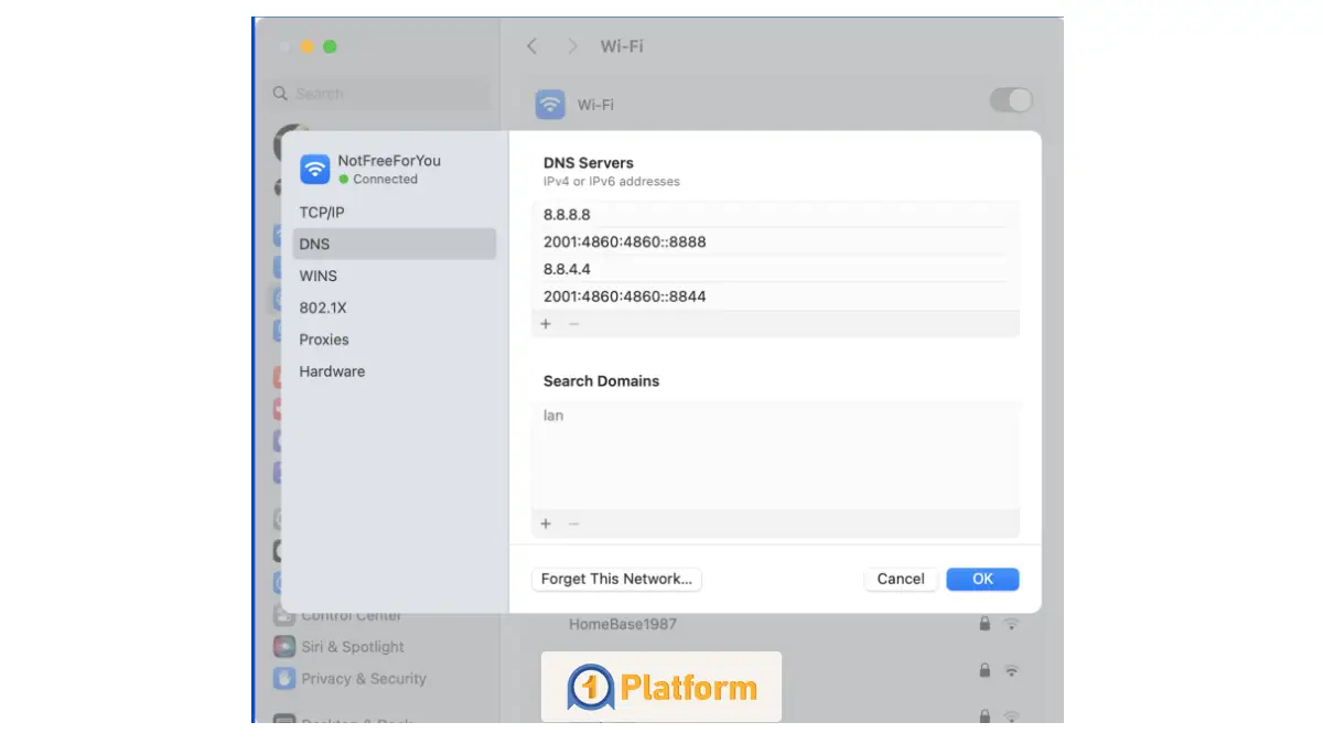 نحوه تغییر dns در سیستم‌عامل macOS 