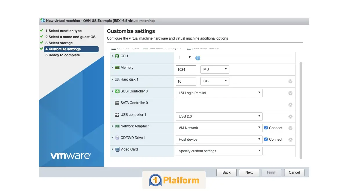 ساخت ماشین مجازی در VMware ESXi