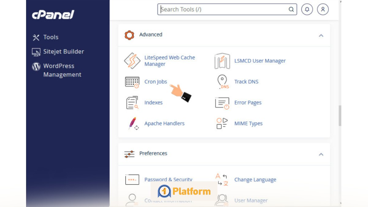 مرحله اول: ورود به بخش Cron Jobs در سی پنل