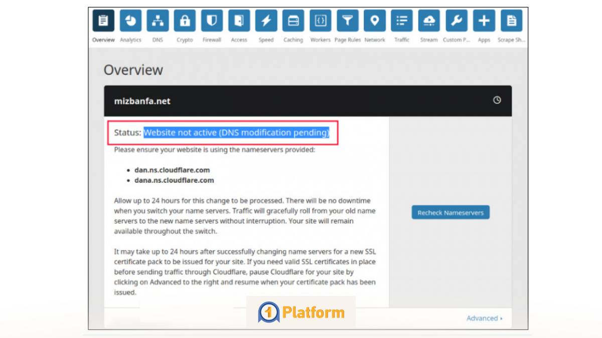 راهنمای جامع راهاندازی CDN برای وردپرس | راهنمای گام به گام 12 انتظار برای تایید اتصال دامنه